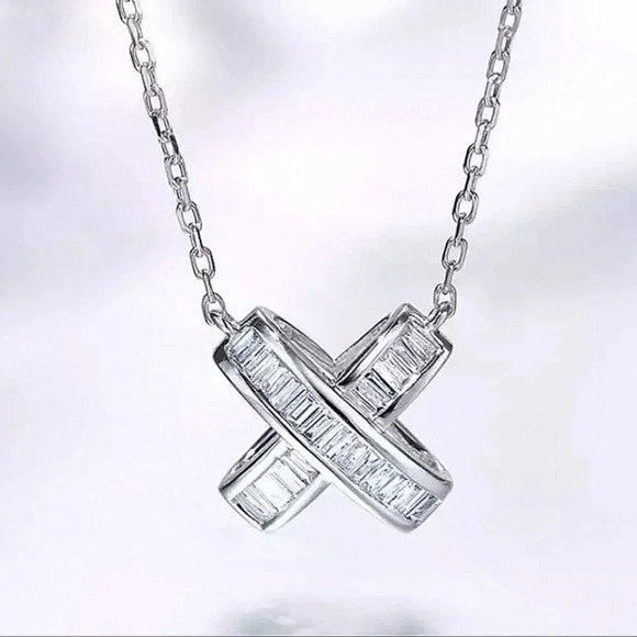 💥 X Shape Link Chain Factory Price Zircon Delicate Fashion Necklace, EVGG1098 - Picture 1 of 3